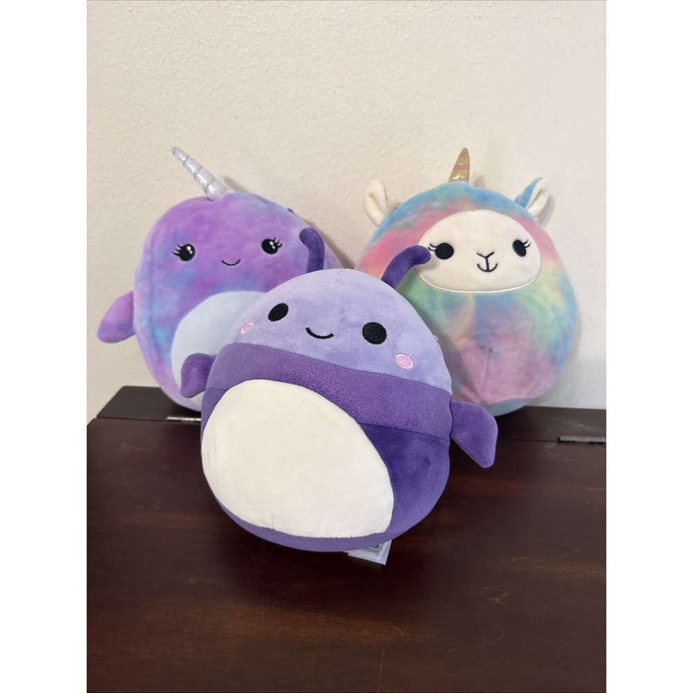 Squishmallows Authentic Lot of 3! Unicorn Narwhal and A Cute Bug! Plush Toys